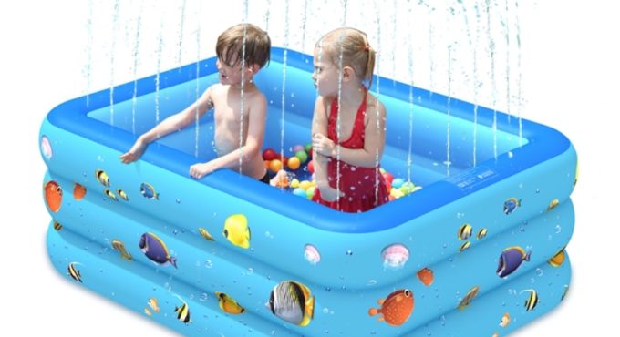 Foldable Swimming Pool Interactive Home Garden Toy for Kid Toddler Sprinkler Splas Water Mat Water Spray Inflatable Pad 40JC