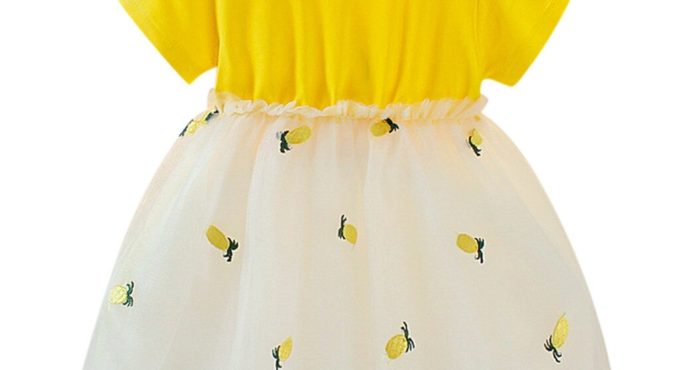 Cute Pineapple Print Cute Girls Dress Summer Toddler Kids Girls Short Sleeve Bohemia Chiffon Tutu Princess Dress For Girls 2021