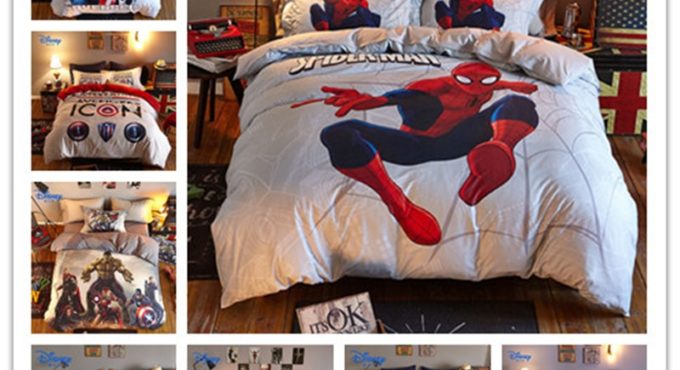 Disney Captain America Spider-Man Print Bedding Set 3D-printed Deluxe Duvet Quilt Cover Pillowcase Bed Sheet Boys Bedroom Decor