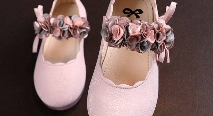 Children's Flats Lace Big Flower Princess Party Performance Shoes Big Student Girl Shoes for Kids Soft Sole Leather Flats