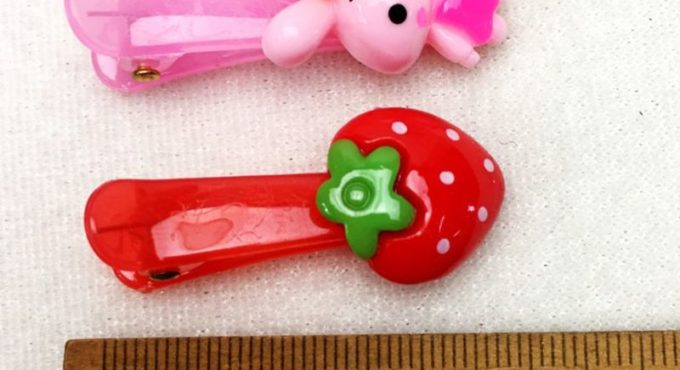 1Pc 3.5cm Baby Kids Girl Plastic Jelly Hair Clips Cute Resin Cartoon Animal Fruit Flower Hairpins Colorful alligator Random H55B