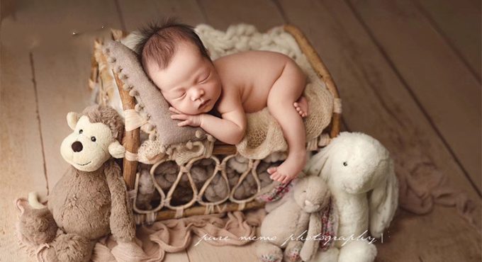 Mango Newborn Photography Props Retro Knit Cany Basket Is Taken Out Baby Baby Photo Shooting Studio Container Box Full Moon