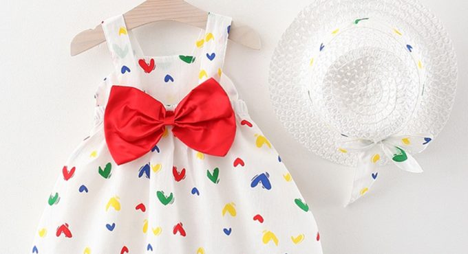 1-4y 2pcs Cute Clothing Children Dresses Sets Toddler Baby Kids Girls Sleeveless Ruched Bow Summer Princess Dresses Clothes Cute