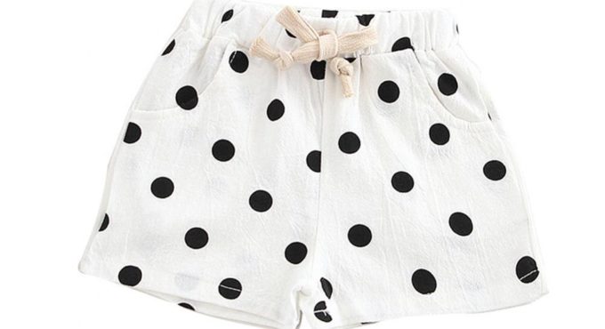 Cotton Hemp Summer Unisex Kids Baby Boy Girls Dots Breathable Shorts Drawstring Pants All-Match