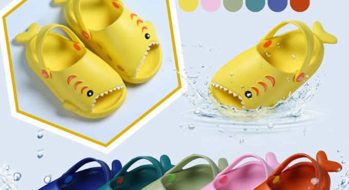 Kids Boys Girls Sandals Slippers Waterproof Cute Cartoon 3D Shark Non-Slip Slippers Shoes Toddlers Baby Summer Beach Sandals New