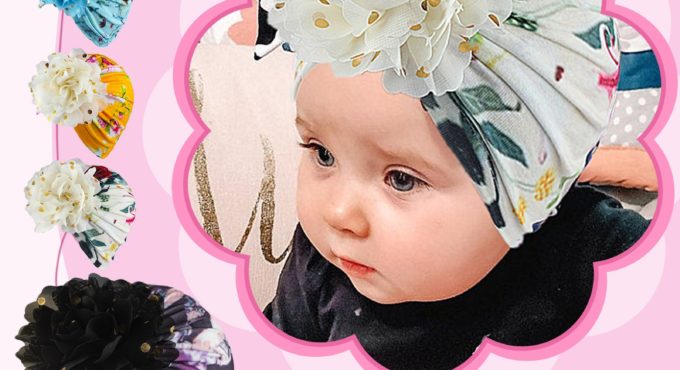 Newborn Baby Floral Flower Hat Cap Beanie Bow Headband Hair Headwear Accessories