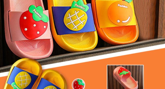 Kids Slippers 2021 Summer Baby Sandals Girls Boys Fruit Pvc Children Non-slip Beach Sandals Toddler Home Wear Flip Flops Shoes