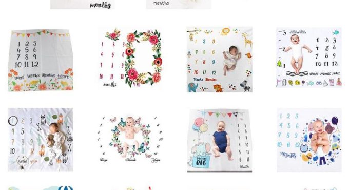 New Born Baby Monthly Milestone Photography Blankets Month Number Infant Children Photo Taking Background ClothesAccessories