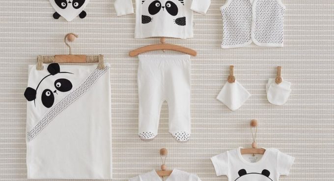 Authentic Unisex Baby White Panda Newborn 10 Piece Hospital Output Lux 100 Cotton High Quality