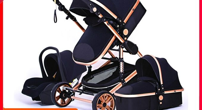 Luxurious Baby Stroller 3 in 1 Portable Travel Baby Carriage Folding Prams Aluminum Frame High Landscape Car for Newborn Baby