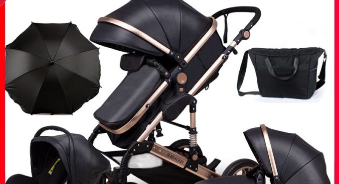 Baby Stroller 5 In 1 High Landscape Luxury Carriages For Newborn Bebe Can Sit Reclining Two-Way Folding Shock Absorber