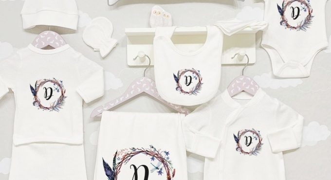 Organic 11 Piece Jacquard Hospital Output-Letter Series-D Letter Baby Set Lux 100 Cotton High Quality