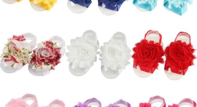 Shabby Handmade Flowers Newborn Barefoots Sandals Comfortable Breathable Baby Girls Shoes Clothing Accessories Photography Props