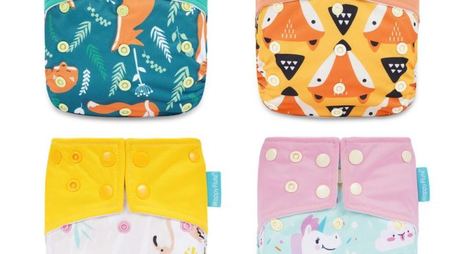 HappyFlute Cloth Diaper Suede Cloth Inner Baby Diaper Waterproof and Reusable Diaper Dual Gussets