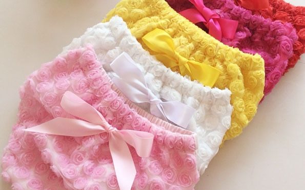 Candy Color Baby Rose Flowers Bloomer Infant Girls Cotton Shorts with Ribbon Bow Kids Diaper Cover PP Shorts Underwear 24pcs/lot