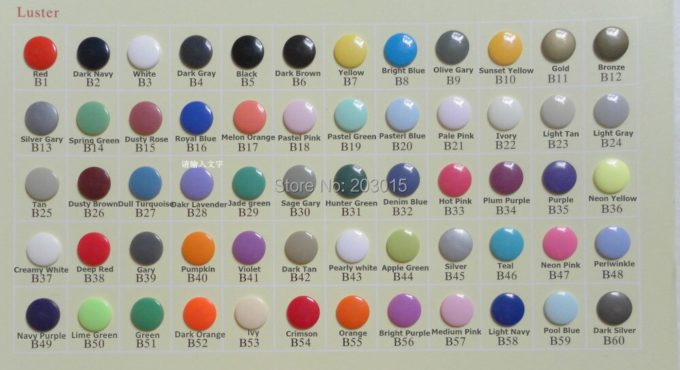 ( 60color ) DHL 6000sets Original T5 Size 20 KAM Diaper Plastic Resin snaps fasterner buttons for Cloth (1000 sets per color )