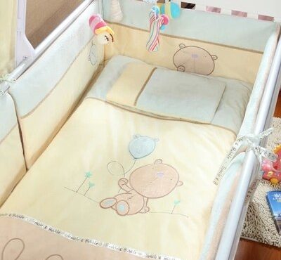 Promotion! Velvet High Quality Baby Bedding Kit Bed Around ,(bumper+sheet+pillow+duvet)