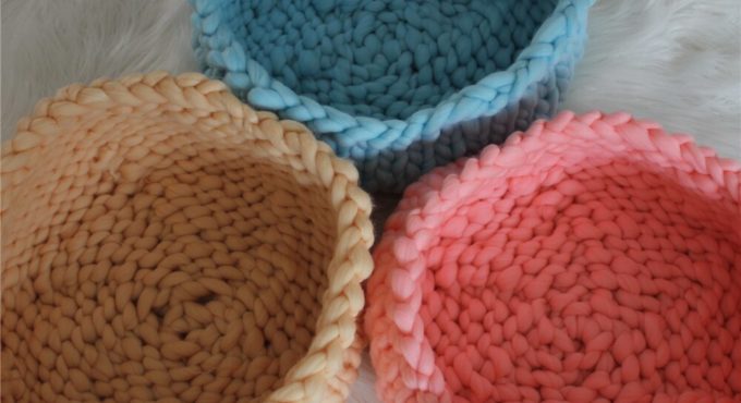 Wholesale 3pc/Lot Various Colors Knitted Thick Yarn Basket Baby Photography Bowl Newborn Pod