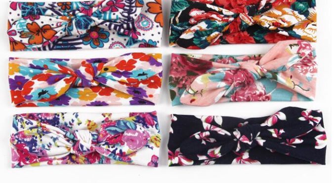 New Baby Floral Printed Top Knot Headband for Girl Hair Fashion Flower Baby Turban Headband Girl Cotton Headwrap