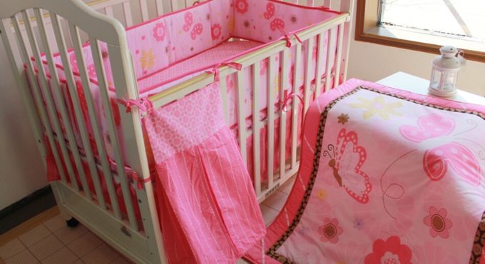 Promotion! 5pcs embroidered Baby Bed Crib Sets Children Bedding 100% Cotton,include(bumper+duvet+bed cover+bed skirt+diaper bag)