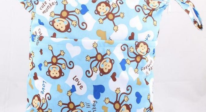 36*28cm Hot Sale Cartoon Washable Reusable Cloth Nappy Wet Bag Travel Carry Bag Double Zipper Diaper Bags 50Pcs/lot