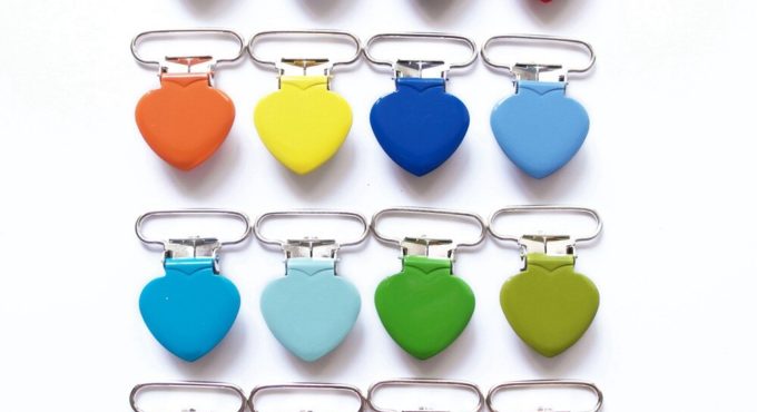 Wholesale Heart Shape Suspender Clip,Mixed Colors Baby Metal Heart Pacifier Clips Holder Suppliers & Manufacturers 200pcs