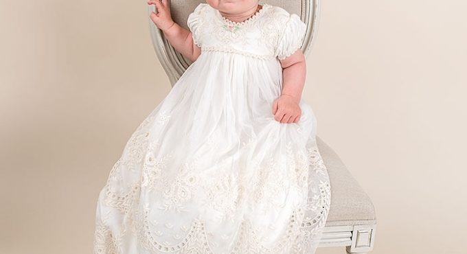 With Headband Baby Girl Dress European Puff Sleeves Floor Length Short Sleeve O-neck Appliques A-Line Formal Baby Birthday Dress