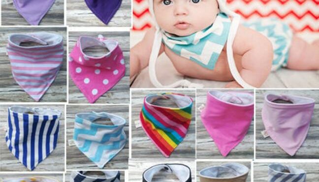 Super Soft Cotton Baby Bandana Bib,Set of 3,Drool Bib,Blue Navy Hickory Stripes,Purple Denim Solid,Scarf Bib,Baby Bib,Boy,Girl