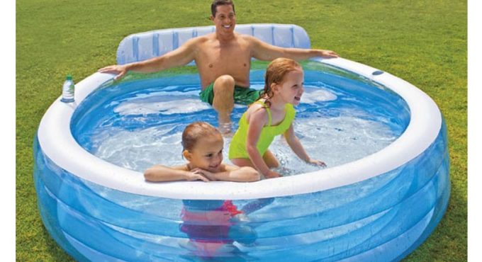 Inflatable Round Solid Color Swimming Pool Family Children Kid Bathtub bottom with drain valve swimming pool 224*216*76CM