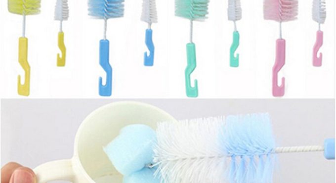 2Pc Baby Nipple Sponge Brush Bottle Brush Cleaner With Pacifier Brush