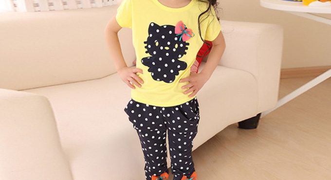 2020 Girls Summer Casual Clothes Set Children Short Sleeve Cartoon T-shirt + Short Pants Sport Suits Girl Clothing Sets for Kids