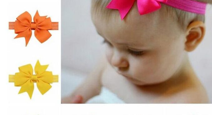 3 Inch Cute Kids Baby Girls headband Toddler Infant Chiffon Bowknot Headbands Solid Color Hair Bows Hair Band Accessories