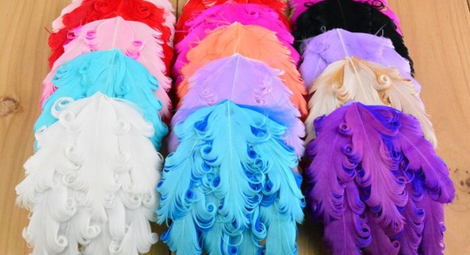 Free Shipping 100pcs Mixed 15 Colors Nagorie Pads,Chic Curly Feather Pads For Headband DIY Unfinished Baby Hairband Accessories