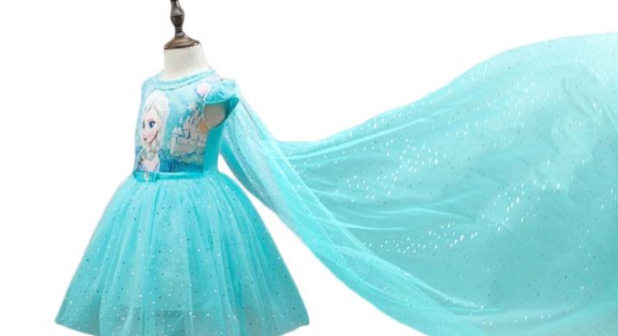 2020 New Anna Elsa Dress Kids Princess Party Costume Cosplay Snow Queen Fantasy Baby Girls Dresses + Cape Vestido infantil