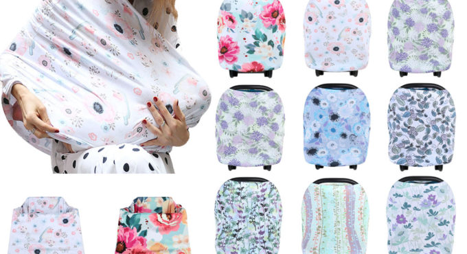 Multifunctional 5 in 1 Baby Breastfeeding Cover Car Seat Cover Canopy Shopping Cart Cover Trendy Scarf Breathable Nursing Cover