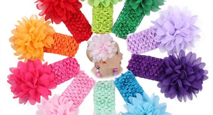 10pcs/lot Baby Girls Headband Toddlers Kids Infants Crochet weave Hairband & Chiffon flowers Headbands Children hair Accessories