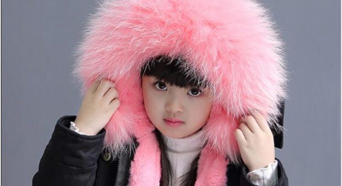 Ywstt mother kidsStar Children clothing fur Rex rabbit inner liner children winter coat hooded coat gilrs Solid Long Full Coat