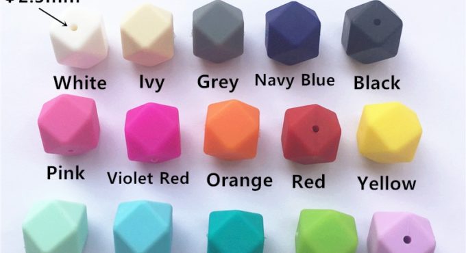 1000pcs/lot BPA Free Food Grade Silicone 17mm Hexagon Baby Pacifier Teething Beads DIY Bracelet Chewing Jewelry Teether Necklace