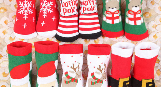 Christmas Themed Children Pure Cotton Cartoon Jacquard Socks Autumn Winter Kids Baby Absorb Sweat Permeability Unisex Socks