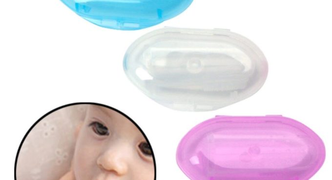 New Kids Infant Soft Silicone Finger Toothbrush Teeth Rubber Massager Brush Box