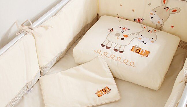 Discount! 7pcs Embroidered baby bedding set baby crib set for boys ropa de cuna Comforter cot quilt,(2bumper+duvet+sheet+pillow)