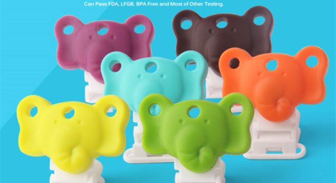 125PCS BPA Free Silicone Elephant Baby Pacifier Dummy Teether Chain Holder Clips Soother Nursing Accessory Clips Food Grade