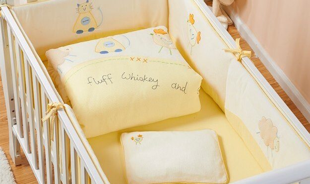 Promotion! 7PCS embroidery baby bedding set cotton baby girl bumper crib set,include(2bumper+duvet+sheet+pillow)