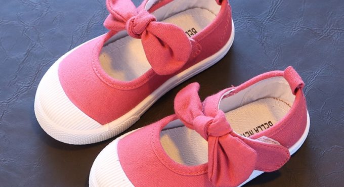 Bekamille Spring Autumn Children Canvas Casual Shoes Kids Lovely Bow Flat Heels Shoes Girls Princess Solid Color Sneakers