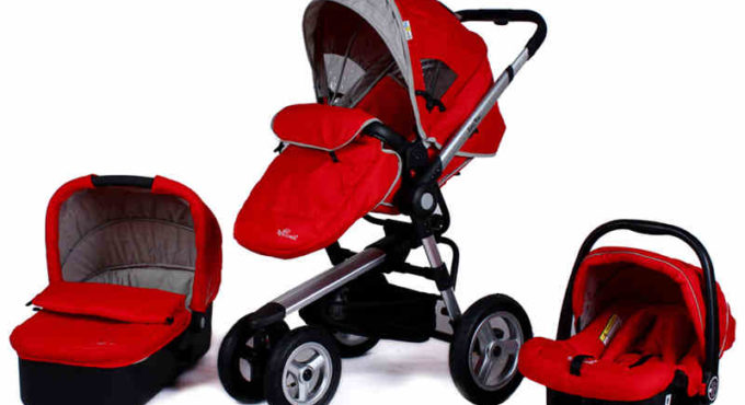 3 in 1 Baby Stroller With Sleeping Basket & Car Safety Seat, Fold Portable Carriage Have Foot Cover