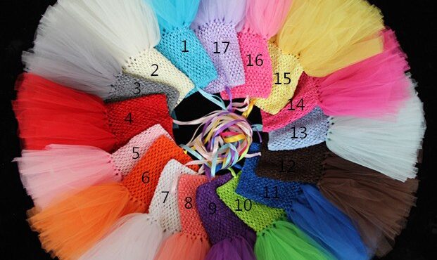 Multicolor Baby Crochet Tutu Dress Girls Handmade Fluffy 1Layer Tulle Ballet Dance Tutu with 4" Daisy Flower 32colors 50Pcs/lot