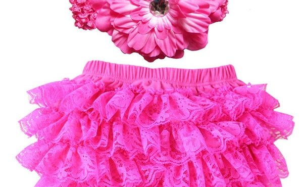 Hot Sale Baby Lace Shorts Flower Headband Sets Infant Posh Petti Ruffles Bloomers Kids Cotton Diaper Covers Underwear 24pcs/lot