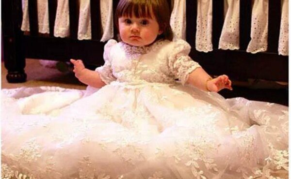 Lace White Ivory Infant Gown Baby Girls Christening Gown Pearls Half Sleeves Cotton Lining Baptism Gown Robe With Bonnet