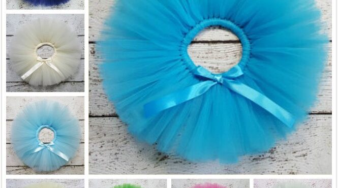 Colorful Baby Girls Tutu Skirts Infant 100% Handmade Ballet Tutus Tulle Pettiskirts with Ribbon Bow Children Party Skirts 30Pcs