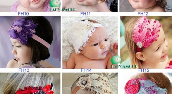 Hair Ribbon Baby Girl Hairband Newborn Headwear Feather 30 Colors Children Tiaras Bandanas Hairs Combs Elastic Hair Bands Tiaras